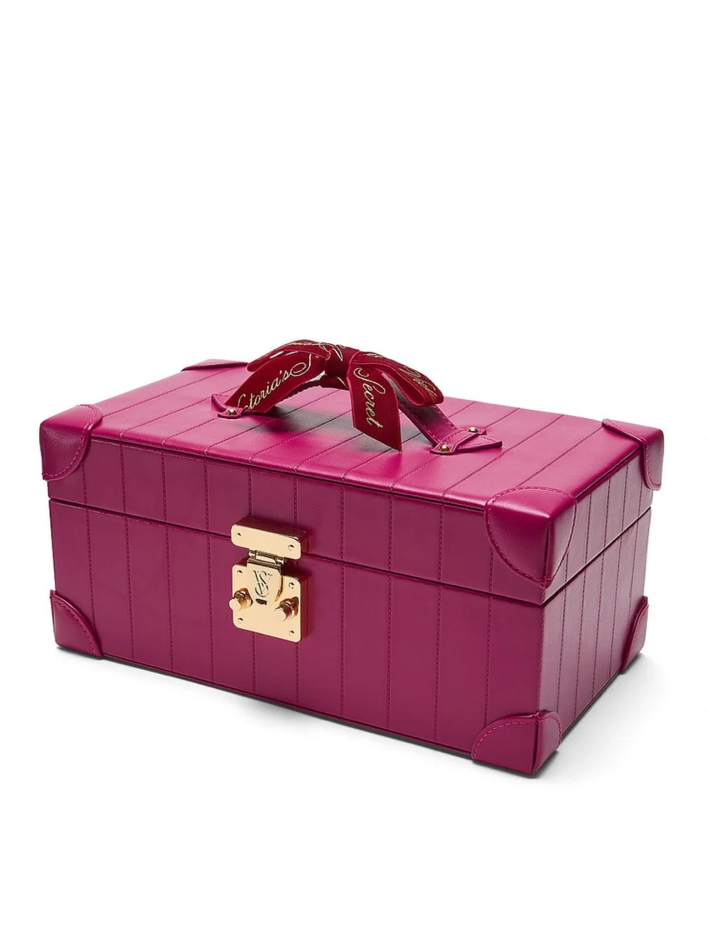 Pink Structured Jewelry Case with Gold Lock